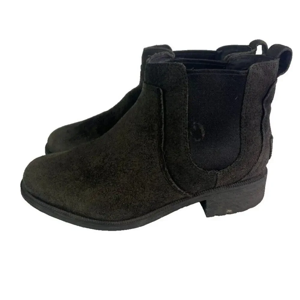UGG Chelsea Boot Womens 8 Brown Bonham II Burnished Suede with Shearling Footbed